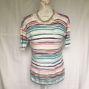 Talbots // Rainbow Striped Elbow Length Sweater size small petite MAR2